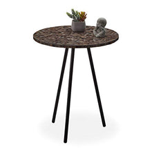 Relaxdays, tavolino rotondo decorato, pezzo unico fatto a mano, 3 gambe, tavolo a mosaico, 50 x 41 cm, marrone, Honeycomb, 50, 00 x 41,00cm