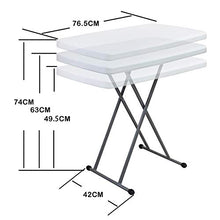 Tavolo Compatto E Pieghevole, Tavolo Pieghevole Regolabile, 76 x 50 x 51/63/74 cm, Bianco, Materiale: Acciaio, Superficie superiore: 76 x 50 cm