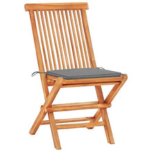 Tidyard Set da Bistrot con Cuscini,Mobili da Giardino in Legno Massello di Teak Set 1 Tavolino e 2 Sedie da Giardino Pieghevoli 3pz,Cuscino Grigio