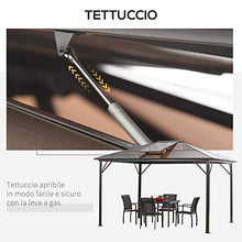 Outsunny Gazebo da Giardino 345x280cm con Tettuccio Apribile in Policarbonato Anti-UV, Struttura in Lega di Alluminio