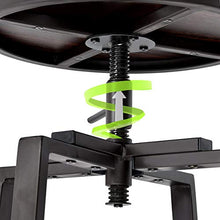 Homy Casa - Set di 2 Sgabelli da bar - Stile Vintage Industriale - in Metallo e MDF - Regolabile in Altezza 61-74 cm