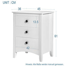 JGONas Cassettiera in legno bianco con 3 cassetti, ampia cassettiera e maniglia a torre facile da afferrare per armadi, soggiorno, cameretta dei bambini, 18 x 14 x 24 pollici bianco