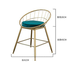 Tavolo tè Sedia tavolo Nordic Gold Iron Sgabello trucco metall schienale Lusso PU cuoio Sgabello rotondo Sgabello Cambio adulti Panca scarpe Soggiorno Sala pranzo Poltrona Schienale Sedia tempo libero