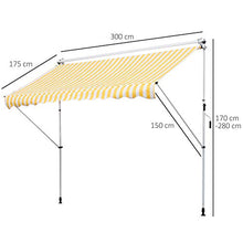 Outsunny Tenda da Sole a Bracci con Manovella, Struttura Telescopica in Metallo e Parasole in Poliestere 300x150cm