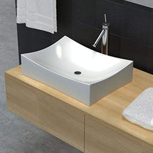 Lavabo da Bagno in Ceramica ad Alta lucentezza, Colore: Bianco, Dimensioni: 65,5 x 39 x 14 cm (L x P x A)