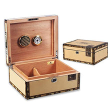 YHNJI - Custodia per sigari, umidificatore per sigari, in legno di cedro marrone, con rivestimento in legno di legno e scatola per igrometro, ideale come regalo per familiari e amici