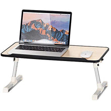 BAKAJI Tavolino Vassoio da Letto Divano Supporto per Notebook PC Laptop Tablet con Ventola USB Struttura Alluminio Piano in Legno Pieghevole Altezza e Inclinazione Regolabile (60 x 30 x 27 cm)