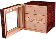 AMOYEE Sigaro Sigaro Sigare Humidor Partizione separata Tre Strati di Natural Mellow Cedar Legno Verniciato armadietto di Sigaro