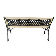 SHENGFENG Panca da giardino, in legno e metallo, panca per sedersi, panca esterna, 122 x 73 x 34 cm