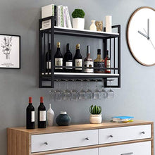 ZRCWW Moderna Bottiglia di Vino Rack Parete Metallo attaccatura del Supporto del Calice del Vino, 2-Tiers Bianco Legno Mensola Hanging Vino Calici Calici Hanger (Size : 60×20×61cm)