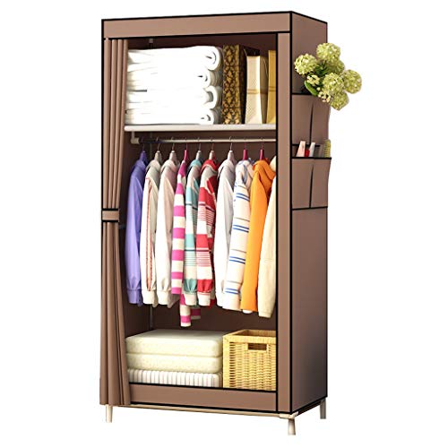 Scaffalature Tela Armadio Lo Stoccaggio Vestiti Appesi in Camera Noleggio Metallo Portatile Bold Home Camera Brown 70X45X160CM MUMUJIN