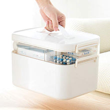 MYHZH Scatola di plastica di immagazzinaggio, Caso di Pronto Soccorso con Maniglia e rimozione Divisori 2-Tier Multifunzionale Famiglia Emergenza Kit Organizer Container