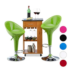 Relaxdays 10022890_53 Set 2 Sgabelli da Bar Altezza Regolabile, Girevoli, max. 120 kg in Metallo HxLxP: 101 x 45 x 40 cm Verde