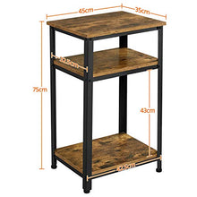 Yaheetech Tavolino da Caffè Vintage Stile Industriale Tavolino Lato a 3 Ripiani Comodino Porta Telefono in Legno e Metallo Tavolino d’Appoggio per Salotto Ingresso Ufficio 45 x 35 x 74,5 cm