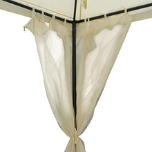 miozzi Gazebo da Giardino 2.95x2.95m in Metallo Doppio Tetto Zanzariera e Laterali Beige