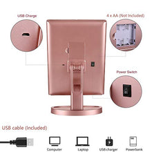 WDEC Specchio Trucco, con 21 LED, Specchio di Vanity Trifold Ruota di 90°, Ingrandimento 1x / 2X / 3X, Lo Schermo di Tocco, Ricarica USB, Luminosità Regolabile, per il Trucco (Oro rosa)