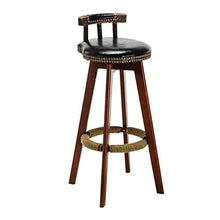 IG Sedia da Bar Imbottita con Sgabello in Legno con Corda Di Canapa Poggiapiedi Rotativa 360 Gradi per Colazione Cucina da Cucina Pub,Nero,65 Cm.