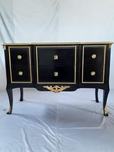 Louis XIV Louises Barock Rokoko - Cassettiera in stile antico, colore: nero con oro larghezza 135