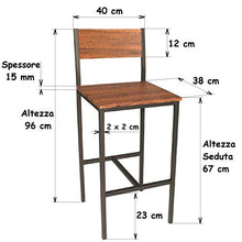 yelloo MOD. Venice Set 2 SGABELLI Bar Marrone Sgabelli Alti Sgabelli da Bar Mobili Cucina Arredamento
