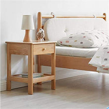 Outtw Comodino,Tavolino Laterale Composto da Comodino in Legno Massello, Tavolino Frontale con Vano Aperto retrò, Comodino per Stoccaggio per Ripiano con 1 Cassetto, Tavolo Quadrato (Color : Natural)