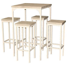 yelloo MOD. Rimini Set Tavolo Bar Quadrato e 4 Sgabelli Beige H.110 cm Cucina Sedie Mobili