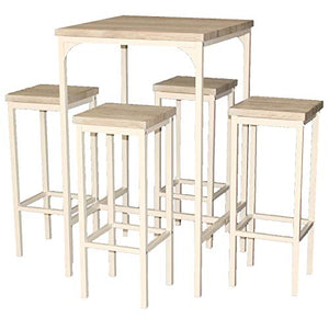 yelloo MOD. Rimini Set Tavolo Bar Quadrato e 4 Sgabelli Beige H.110 cm Cucina Sedie Mobili