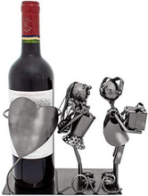 BRUBAKER Portabottiglia da Vino dal Raffinato Design Coppia Innamoranti - Portabottiglie per Vino in Metallo con Biglietto di Auguri