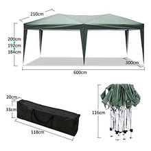 YUEBO Gazebo 6x3 Impermeabile Gazebo Pieghevole Professionale Gazebo Impermeabile con pareti Tenda Gazebo Campeggio Tendone per Feste, Verde