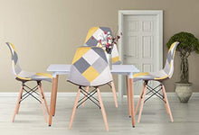 GroBKau - Set di 4 sedie da pranzo moderne in tessuto patchwork con base in legno, ideali per soggiorno, sala da pranzo, caffè, sala d'attesa, ecc.
