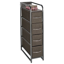mDesign Comodino multiuso con 4 cassetti – Organizer in stoffa, metallo e legno – Cassettiera snella e ideale per camera da letto, corridoio o dispensa – grigio scuro