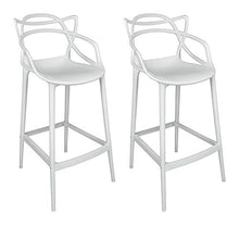 SAMIRA Sgabello da Bar in Polipropilene Bianco MOD. Noah (2 pz)