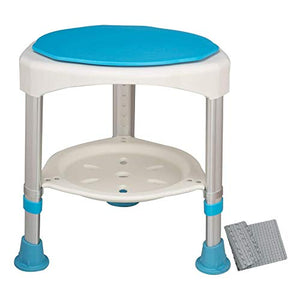 QWET Sgabello da Bagno, Sgabello da Doccia Rotondo Girevole A 360 Gradi per Anziani E Bambini in Altezza Regolabile, Adatto per Bagno, Passaggio D'Ingresso, Balcone,Blu
