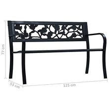 FAMIROSA Panchina da Giardino 125 cm Nera in Acciaio -7942