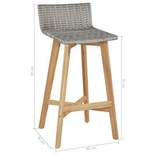 Festnight- Sedie da Bar, Sgabelli 2 pz Polyrattan e Legno Massello d'Acacia 40x45x90 cm