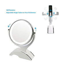OMLTER 1x / 10x Ingrandire Doppia Faccia Specchio Trucco, 360° Girevole Desktop Bellezza Specchio con LED Luci, Vanity Mirror per Trucco E Rasatura E con Lenti Contatto