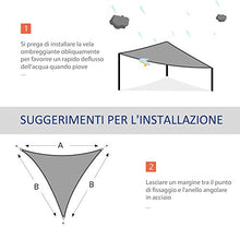 Outsunny Vela Ombreggiante Triangolare, Tenda da Sole per Esterno in Poliestere Anti UV Traspirante 4x4x4m Grigio