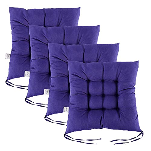 eewopjkj - Set di 4 cuscini quadrati per sedia da pranzo, con cinghie da 40 x 40 cm, per interni, esterni, giardino, ufficio, soggiorno, colore: blu navy