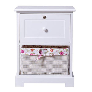 LICHUAN comodino comodino in legno massello con chiave 2 strati 1 cassetto comodino camera da letto mobili armadio portaoggetti cestino fine tavolo facile da montare
