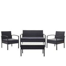 Mendler Salottino da Esterno Giardino HWC-F56 polyrattan - Nero con Cuscini Antracite