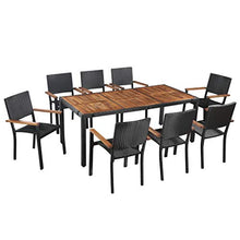 vidaXL Rattan e Legno Massello Acacia Set da Pranzo Esterni 9 pz Sedie Tavolo