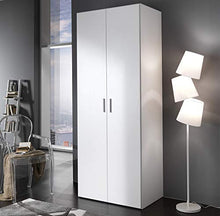Zucca Mobili Armadio Semplice H. 211 cm da 2 a 4 Ante - Made in Italy (2 Ante L.82,6 cm), Bianco frassinato