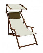 Erst-Holz Sedia a Sdraio Bianca Parasole Cuscino Sedia da Spiaggia in Legno di Faggio 10-303FSKD