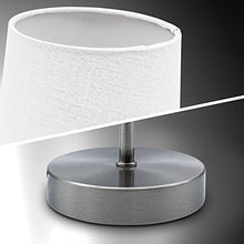 B.K.Licht Lampada da comodino, Lampada da tavolo con paralume in tessuto bianco, adatta per lampadina E14 non inclusa max 25W, altezza 30.8cm, abat-jour per camera con interruttore sul filo, IP20