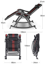 Sywlwxkq Sedia a Dondolo Zero Gravity Patio Sedia reclinabile Pieghevole Sedia da Campeggio reclinabile con Cuscini Prato Outdoor Office Beach Portable Supporti 200kg Nero