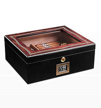 QINJLI Tabletop Cigar Humidor, Cedro e Laccato Cigar Box Sealed Design, igrometro e umidificatore, può Contenere 30-60 Cigar