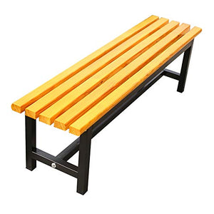 Panchina da giardino , Panca da terrazza 3 posti resistente alle intemperie senza schienale, Telaio in fusione di alluminio e legno massello anticorrosivo, Per Sgabello fasciatoio spogliatoio