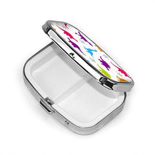 Pill Box - Scatole per pillole colorate per bambini e ragazzi, portatile, rettangolare, in metallo, argento, compatto 2 spazi, portapillole per viaggio/tasca/borsa