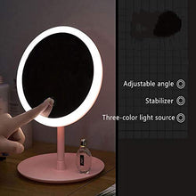 Shuoshikj - Specchio da trucco con luce a LED, luce di riempimento, regolabile, ricaricabile con angolo LED (rosa)
