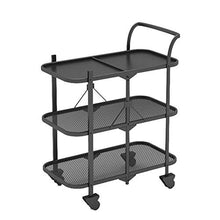 WY&WY Carrello da Bar Cucina Multifunzione rotolamento Carrello a 3 Piani Carrello di stoccaggio con Ruote e Maniglie per Cucina Trucco Bagno,Nero