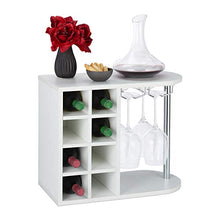 relaxdays Scaffale Portabottiglie, Grande, con Porta Calici, Cantinetta per 8 Bottiglie HxLxP: 42 x 52 x 28 cm, Bianco, Truciolato